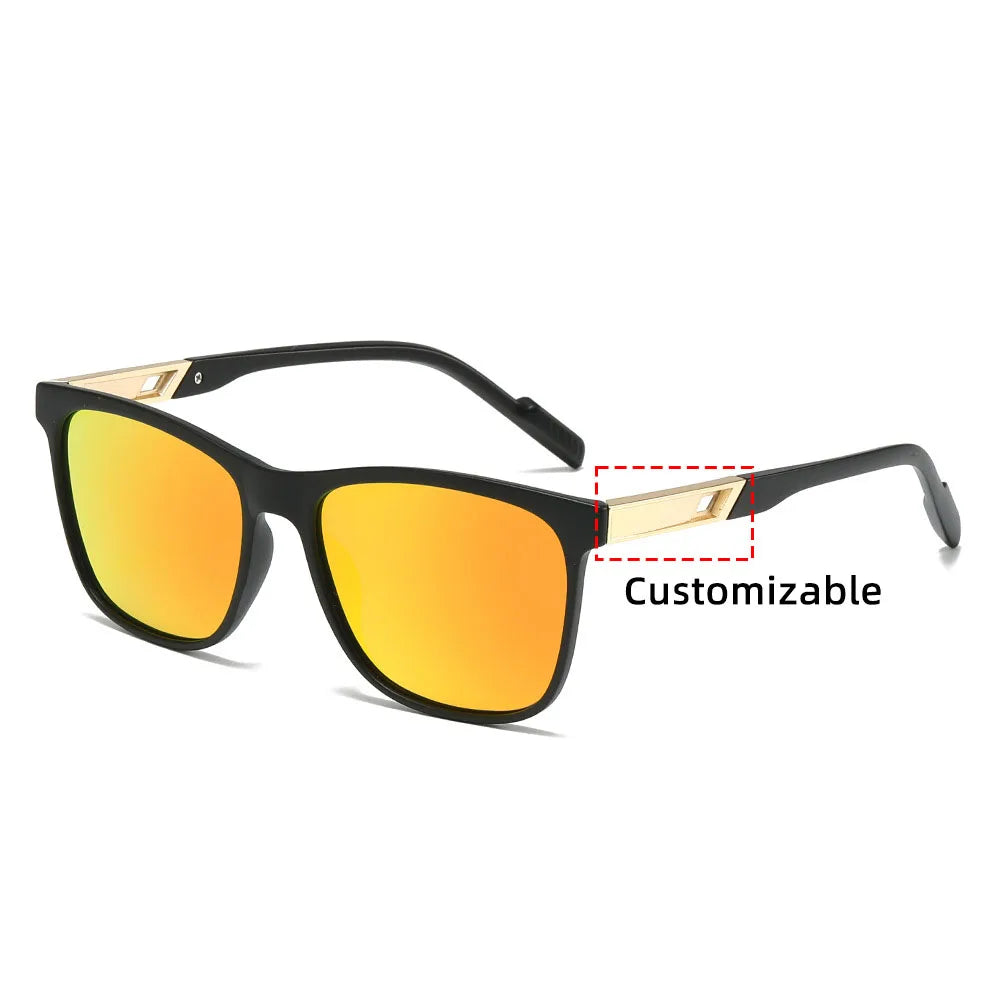 Custom Metal Logo Fashion Eyewear XYTS002XC Wholesale TAC Polarized Mens Square Sunglasses
