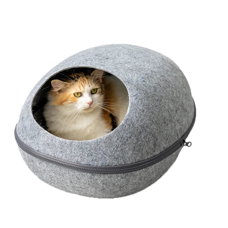 New Wholesale Cat Dog Eco Friendly Comfortable Warm Soft Egg Shell Round Velvet Small Removable Pet Bed
