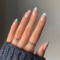 Aillsa French Tips Press Nails Kit 180pcs/15sizes Premade Salon Fake Nails Matte Hand Printed Full Cover Acrylic Square Finger