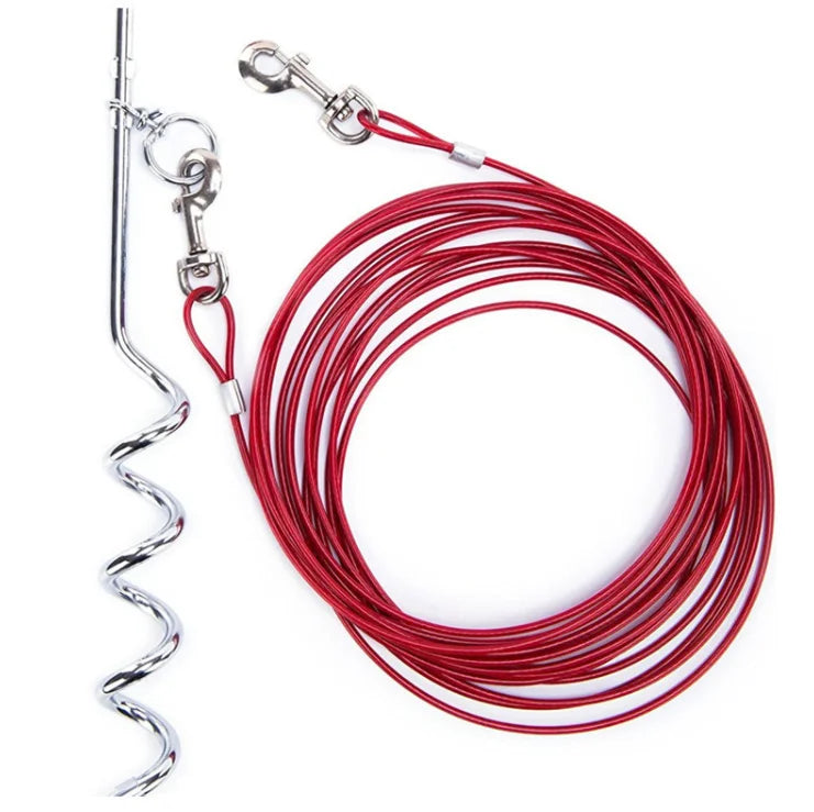 Heavy-Duty Dog Tie-Out Stake and Cable for Camping and Yard with Anchor for Secure Pet Leash