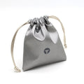 Luxury Silver Satin PU Drawstring Bag Custom Logo Soft Leather Jewelry Pouch for Gift Packaging