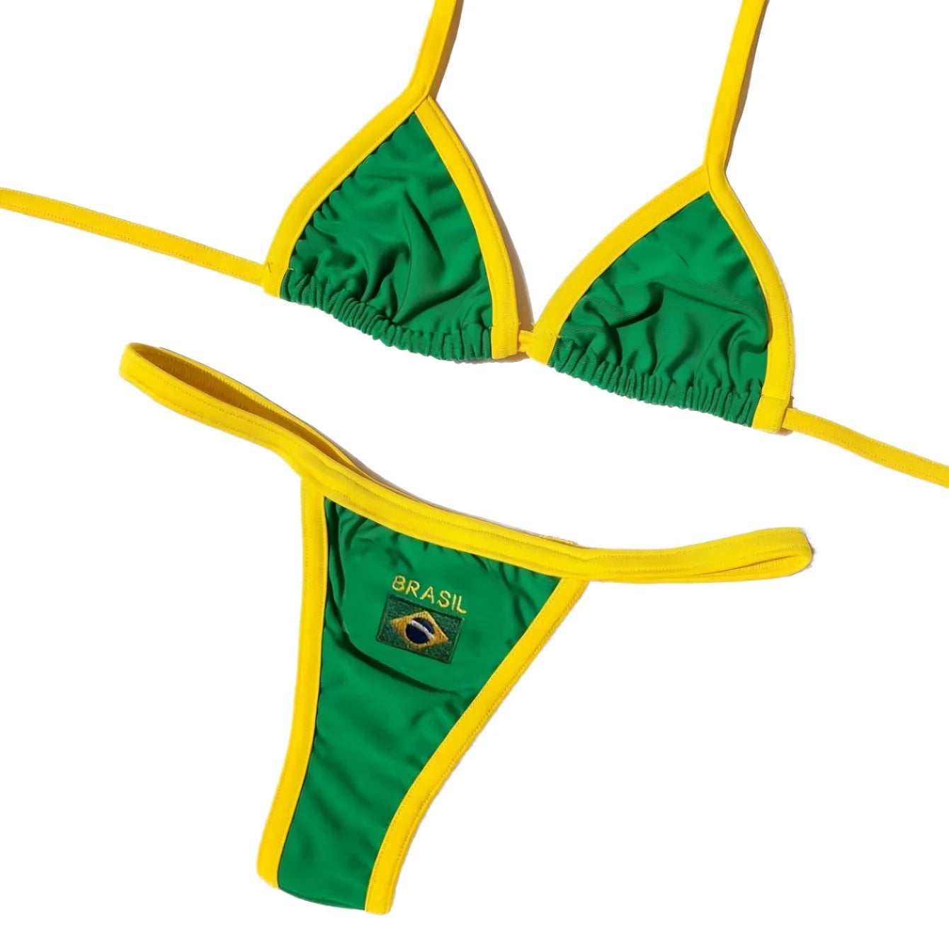 YWXH-RT2505 Ladies Fashionable Design Triangle Bikini Brazil Flag Prints Swimwear Bikini Designer Bikini