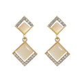 2021 New Square Simple Earrings Crystal White Stone Opal Earrings Alloy Jewelry Wholesale for Women