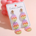 Cute Easter Rainbow Eggs and Love Rabbit Drop Earrings Ghost Colorful Acrylic with Pearl and Diamond for Parties