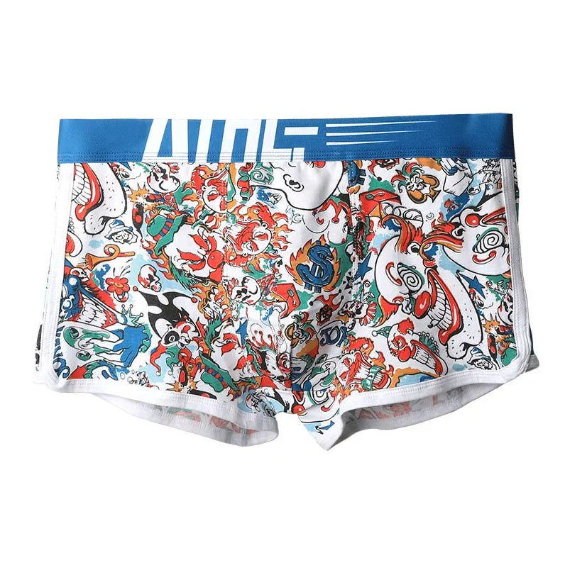 Men's Boxer Briefs Boy Cartoon Shorts Teen Underwear Breathable Comfortable Fashion Print Underpants Soft Cotton