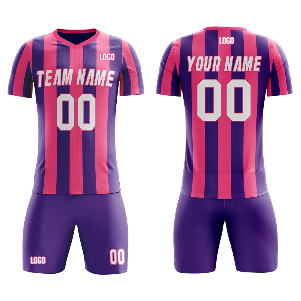 Professional Customize Design Sublimation Printing Striped Team Soccer Uniforms