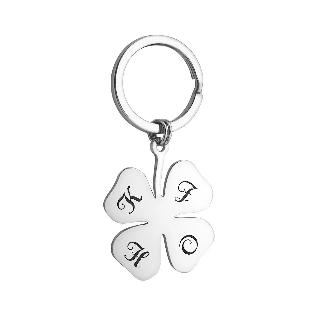 Manufacture Wholesale DIY Creative Stainless Steel Key Chain Fashion Gift Four-leaf Clover Keychain