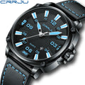 CRRJU 5002 New Leather Strap Wrist Watches Luxury Men Watch Chronograph Business Quartz Wristwatch