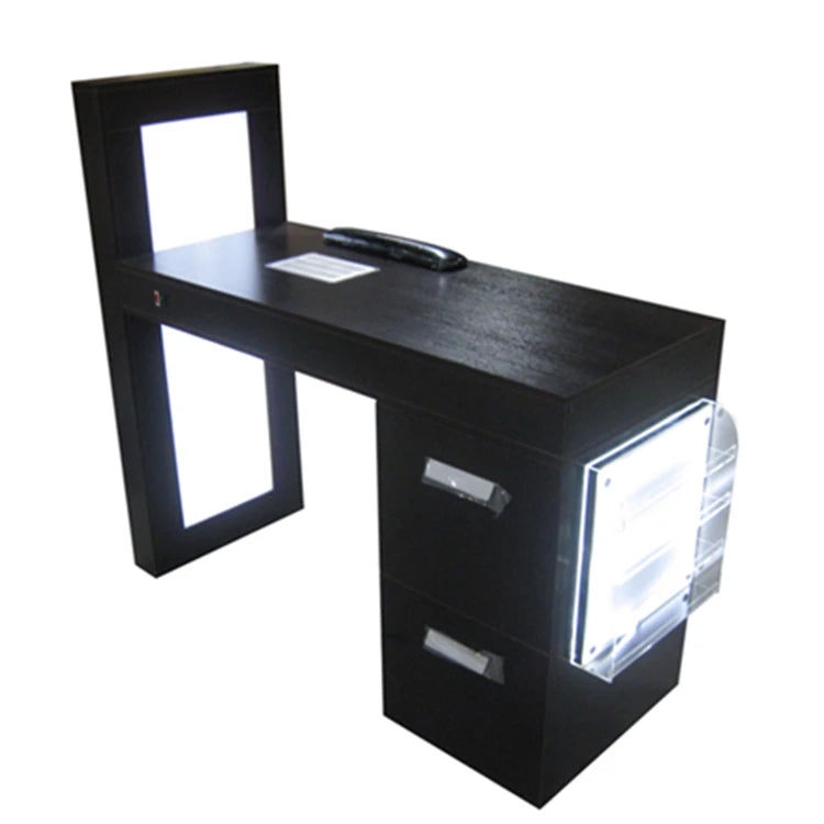 Hot Selling Modern Elegant Professional Wood Manicure Table with Drawers and Exhaust Fans Easy-Clean Salon Furniture Black