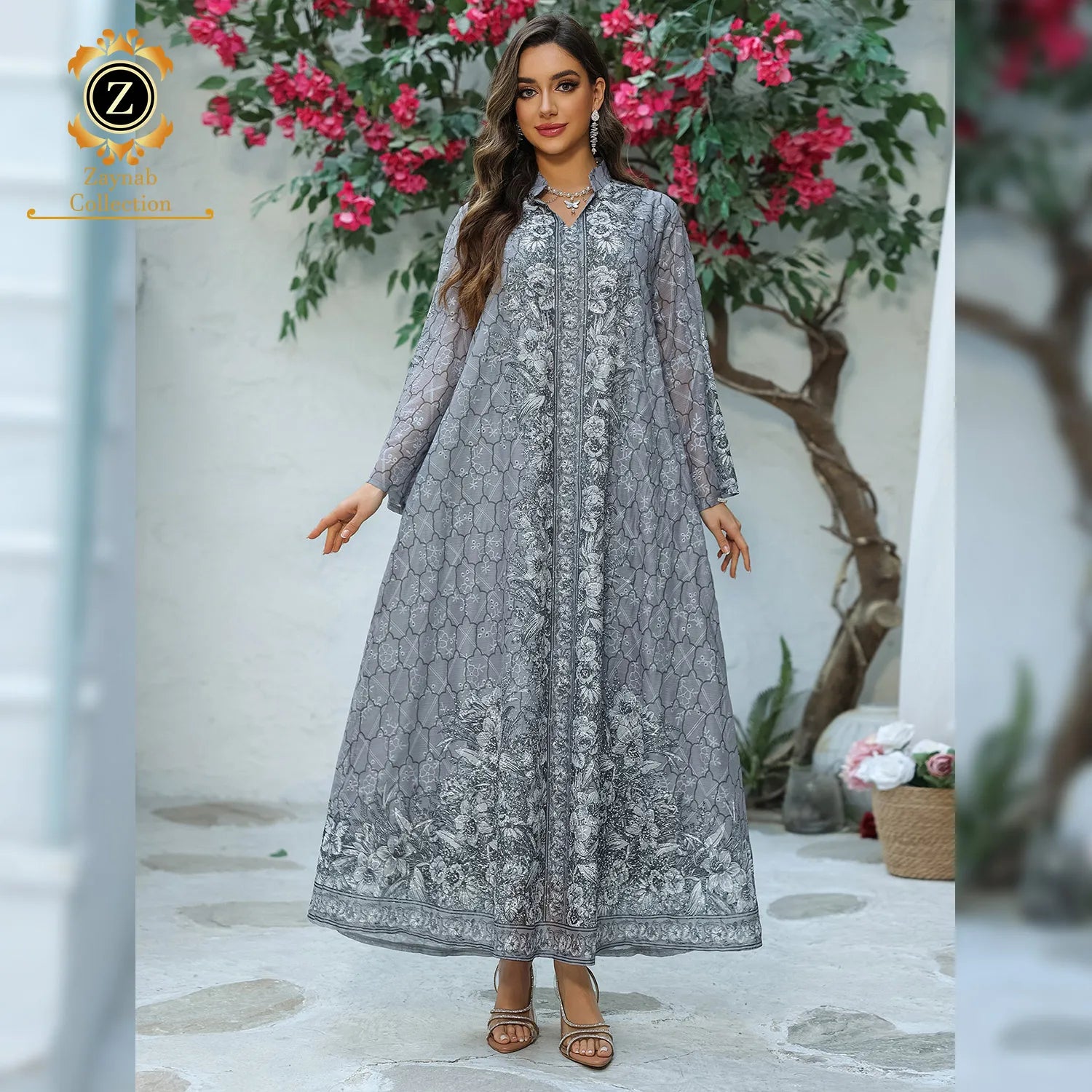 Zaynab Arab Muslim Women Djellaba With Embroidery Kaftan Muslim Fashion Abaya Dubai Kaftan Dress Abaya