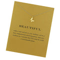 Card Necklace  Custom Pearl Elephant Butterfly Necklace for Women Girls Make a Wish Card Necklaces