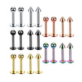 Stainless Steel Gold-Plated Earrings with Zircon Cone Ball Shape Pierced Ear Lip Labret Helix Back Tragus Cartilage for Weddings