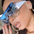 2025 Women Frameless Oversized Square One Piece Sunglasses Gradient Color Wide Leg Personalized Sunglasses Customization Logo