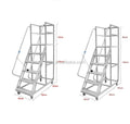 China Aluminium Platform Safety Ladders Warehouse Steel Easy Moving Heavy Duty Safety Platform Ladder with Wheels