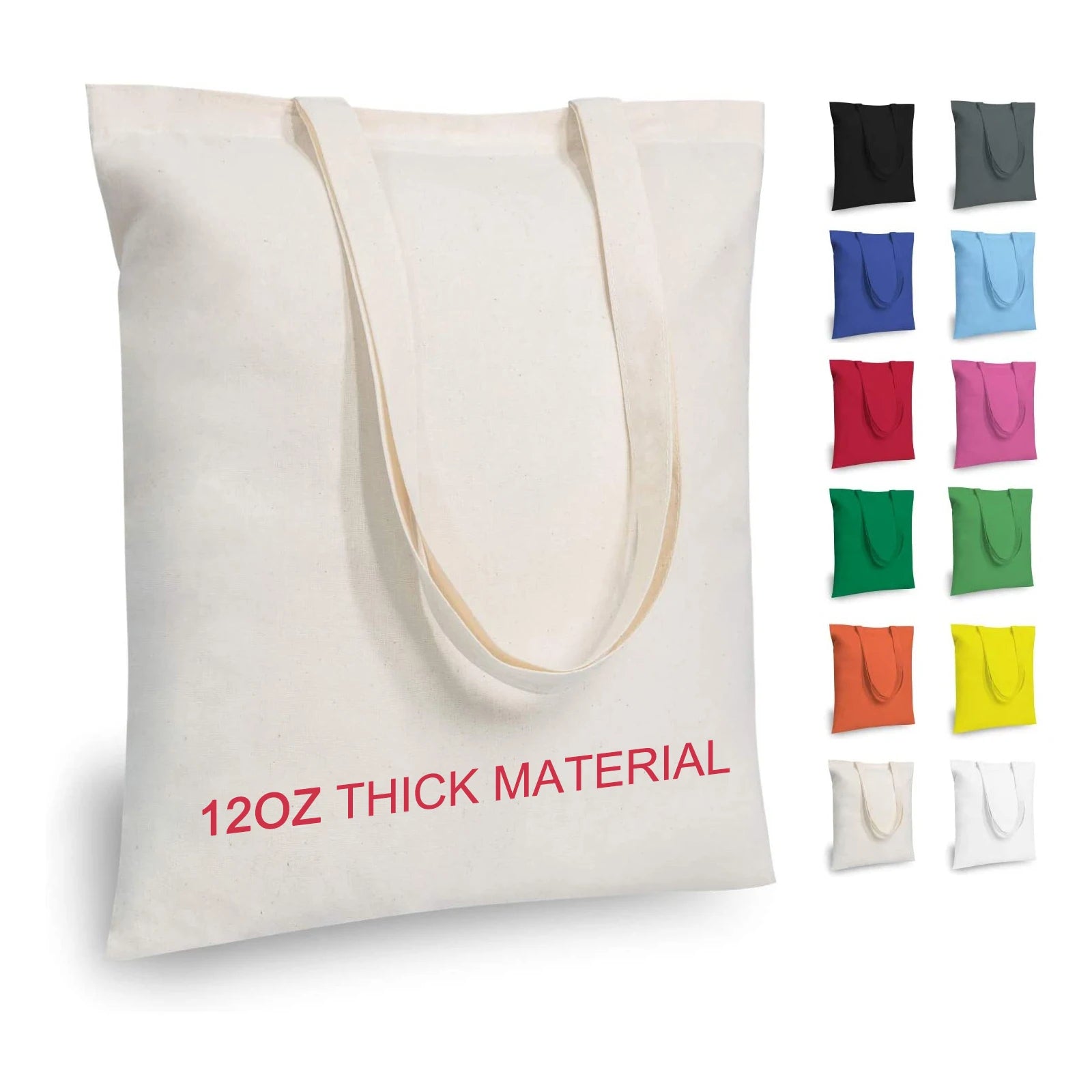 Ruthbag 12OZ Canvas Tote Economical Thick Lightweight Medium Reusable Grocery Shopping Bag Cotton Handle for DIY Advertising