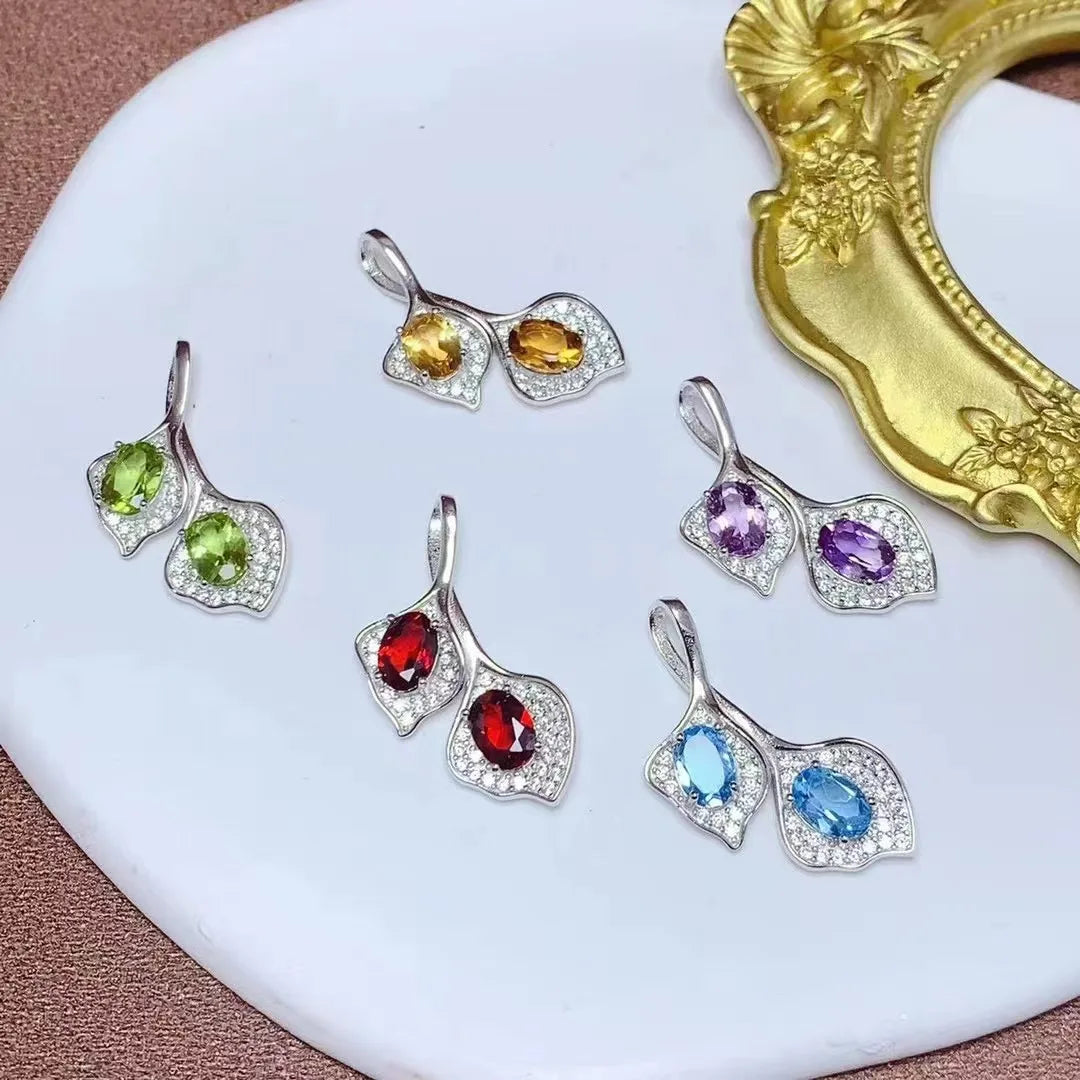 Hot Popular Custom 925 Sterling Silver Chain 18k Gold Plated Natural Gemstone Vintage Jewelry Making Pendant Necklace
