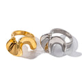 Waterproof 18K Gold-plated Stainless Steel Fashion Jewelry Wave Skirt's Hemline  Ring  for Women