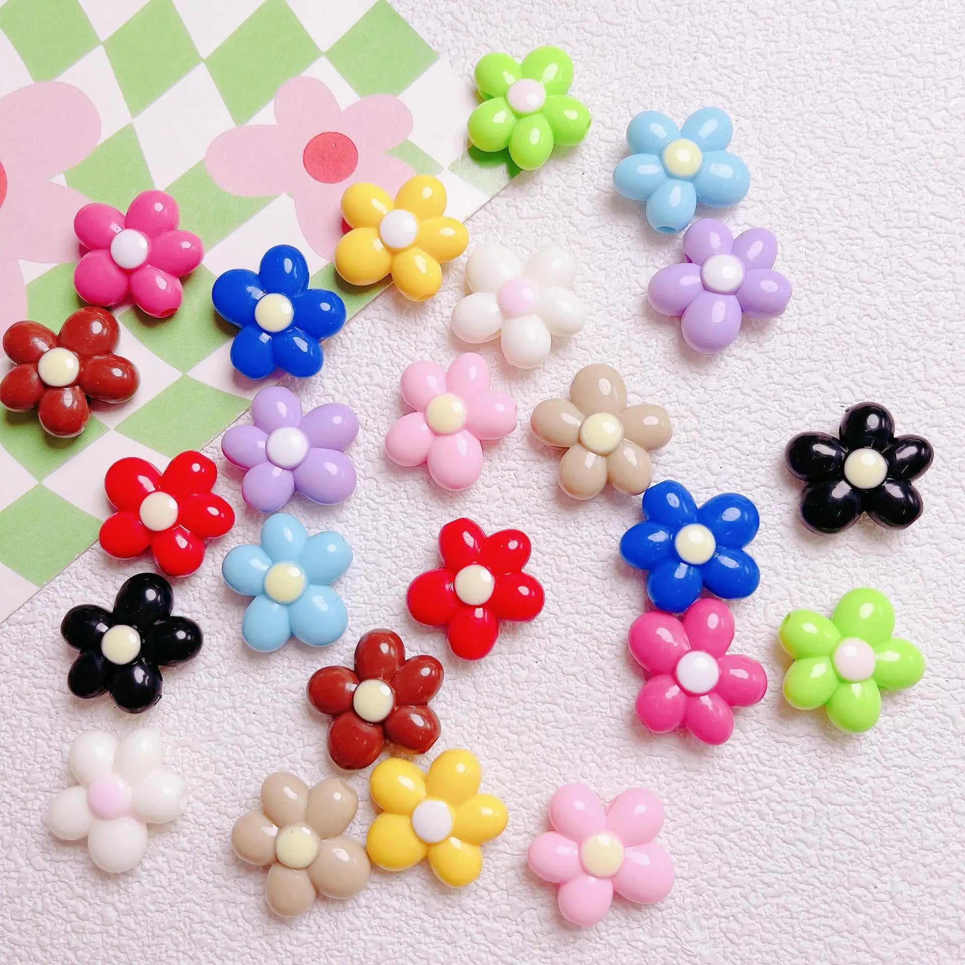 20mm Cute flower acrylic sunflower straight hole loose beads DIY mobile phone chain bracelet necklace accessories