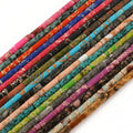 Wholesale Natural 13*4MM Cylindrical Sediment/Shoushan/Unakite/Picture Jasper Tube Stone Semi-Gemstone Loose Beads 38cm Strand