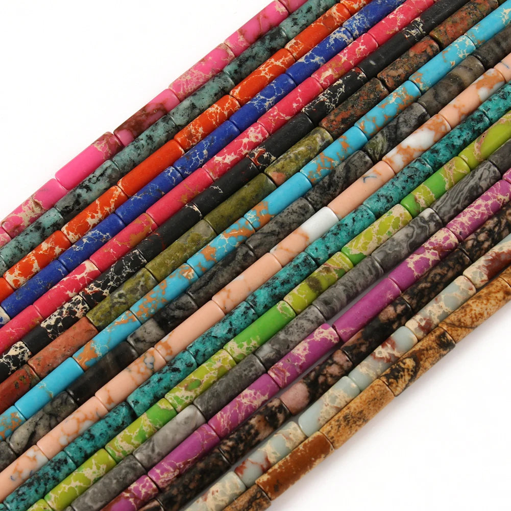 Wholesale Natural 13*4MM Cylindrical Sediment/Shoushan/Unakite/Picture Jasper Tube Stone Semi-Gemstone Loose Beads 38cm Strand