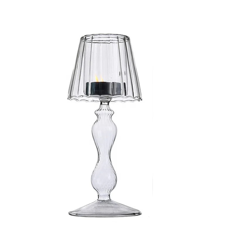 Eco-friendly Twisted Pattern Crystal Candle Holders Table Lamp Shape for Wedding & Home Decor Christmas Lanterns & Candle Jars