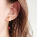 2026 Newest Design 925 Sterling Silver Zircon Ruby Charm Chain Earrings