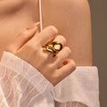 NIMAI Trendy Fashion Accessories 18k Gold Plated Stainless Steel Waterproof Jewelry Adjustable Rings for Women Ring Gift