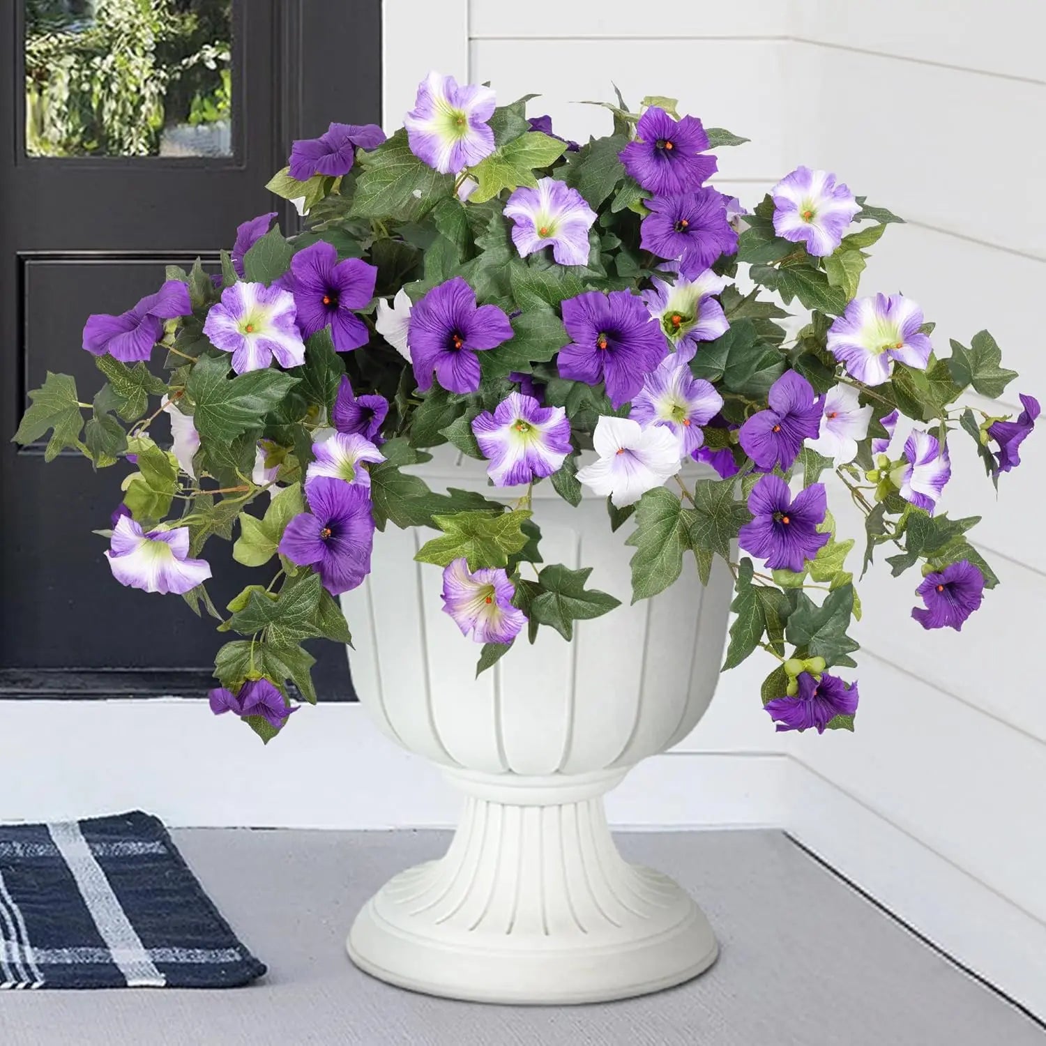 Artificial Petunias Flowers Plants Spring Silk Flower Hanging Floral for Home Garden Balcony Yard Porch Realistic Indoor Decor