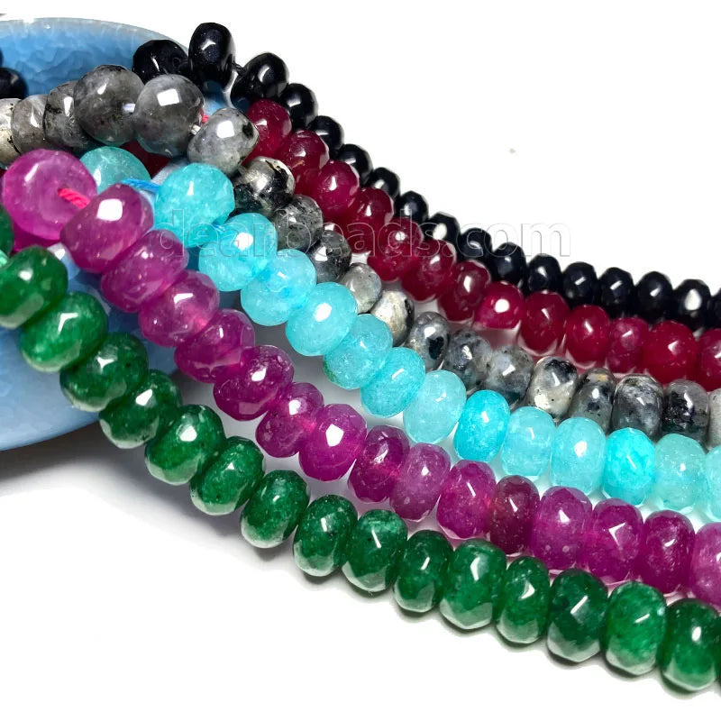 Bulk 5x8mm Multi Colors Dyed Faceted Rondelle Jade Beads Pink Blue Red Jasper Stone Gemstone Beads for DIY Jewelry Making