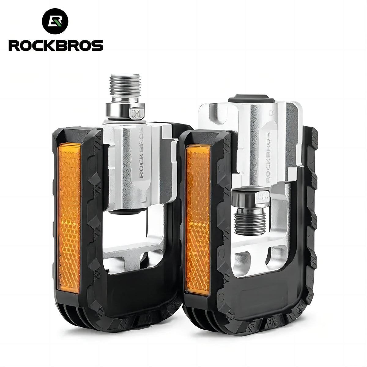 ROCKBROS Folding Bicycle Pedal for Bicycle Mountain Bike Pedal Assist Warning Light Bicycle Pedal Clips