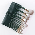 Custom Green Cloud Cosmetic Brushes Eco-friend Makeup Brush 14 Piece Set With PU Bag