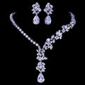 2022 New Fashion Wedding Earrings Necklace Jewelry Zircon Water Drop Pendant Bridal Jewelry Set for Women Girls