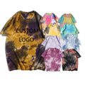Evertop OEM Men/Women Tie Dye Summer T-Shirt Half Sleeve Cotton Streetwear Urban Unisex Oversized T-Shirt with Printed Pattern