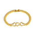 New INS Design Cuban Stainless Steel Chain Bracelet for Women Lovely Heart Bracelet Waterproof 18K Gold Plated Fashion Bracelet