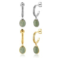 FUAMAY Aretes Jewelry Ladies 925 Sterling Silver Drop Earrings Green Aventurine