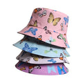 Doodle Fisherman Hat Graphic Organic Cotton Girls Vintage Denim Fisherman Trendy butterfly Bucket Hat Women