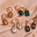 Dreamshow Jewelry Square Shining Zircon Drop Earring Colorful Summer Jewelry 18k Gold Plated Stainless Steel Earrings