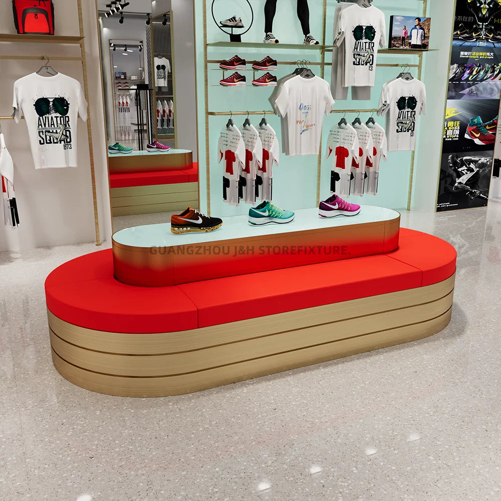 Factory Price Modern Sport Clothes Shoes Interior Layout Design Decoration Custom Retail Sport Shop Display Shelves Ideas