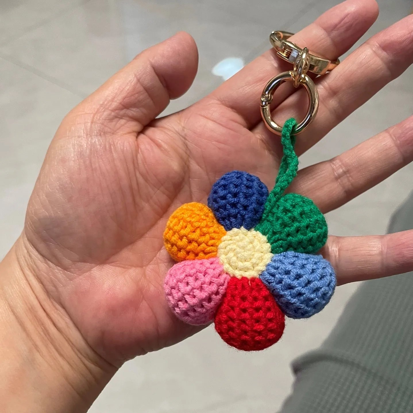 Creative Handmade Crochet Plush Keychain Cute Colorful Flower Woven Pendant Bag Decoration Pendant Plush Keychain