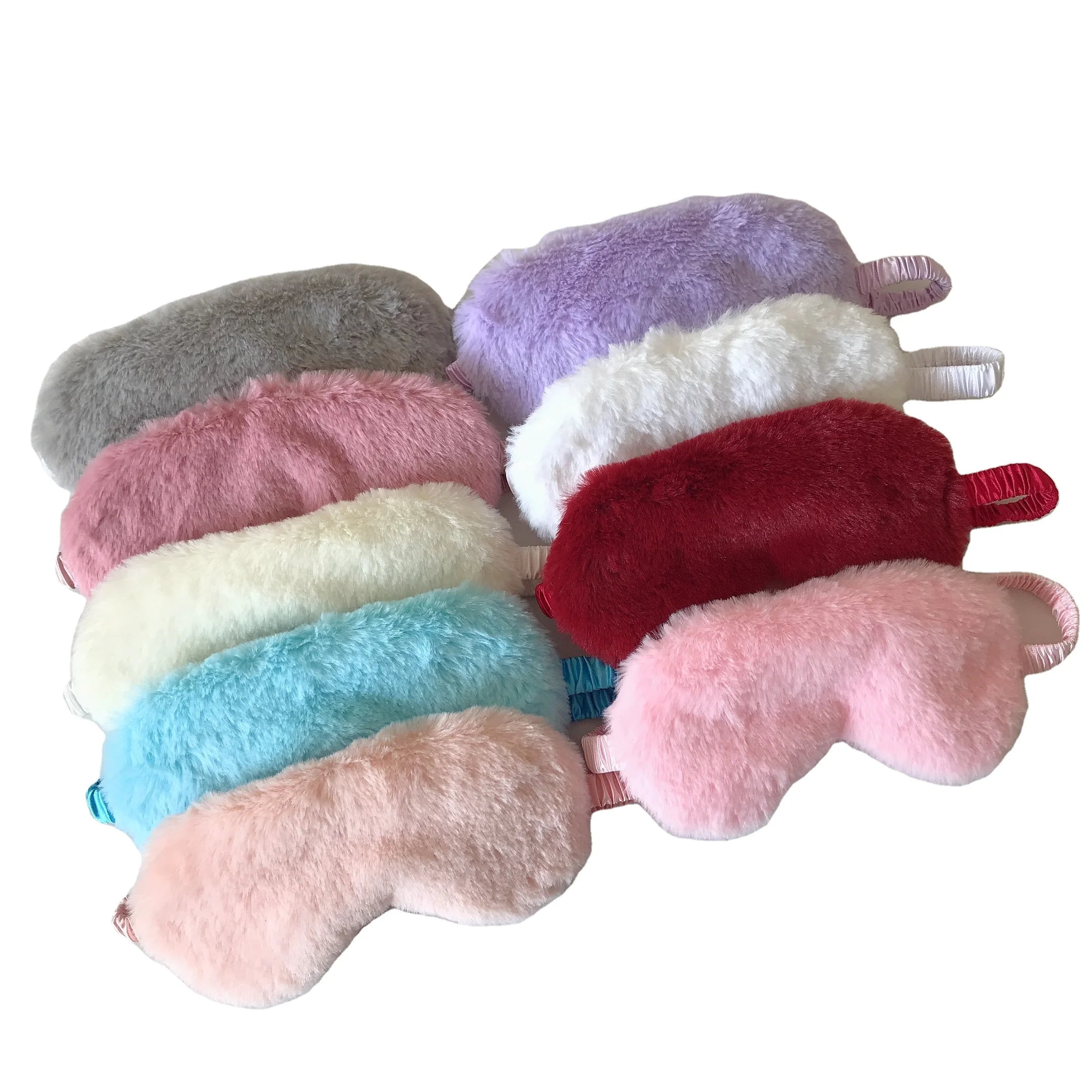 Custom Logo OEM Kids Sleeping Fur Eye Mask with Elastic Knit Design for Airline Travel Night Sleep