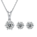 High Quality 925 1 Ct Moissanite Gemstone Stud Earrings Silver Women'S Necklace Jewelry Sets for Love