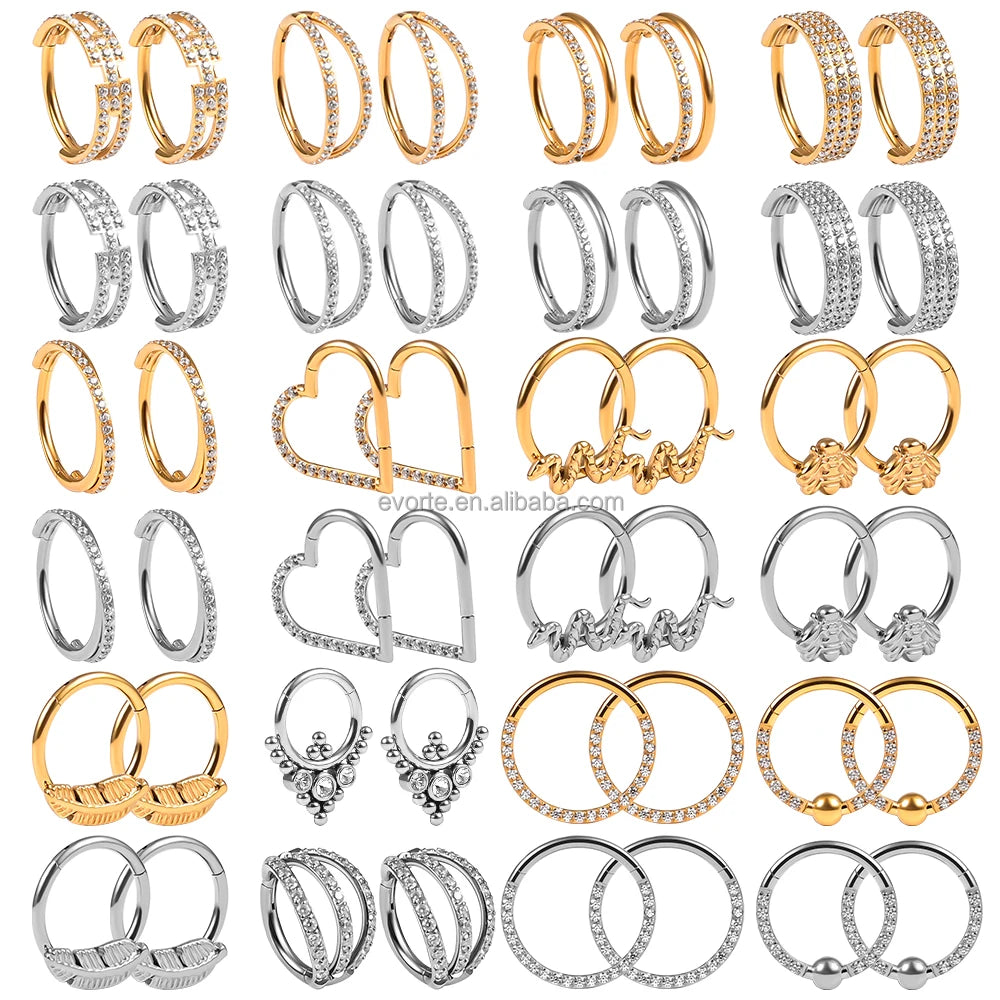 Evorte 2023 Gold Nose Hoop Ring Women Children's Stainless Steel High Quality Septum Clicker Ring Piercing Jewelry Wedding