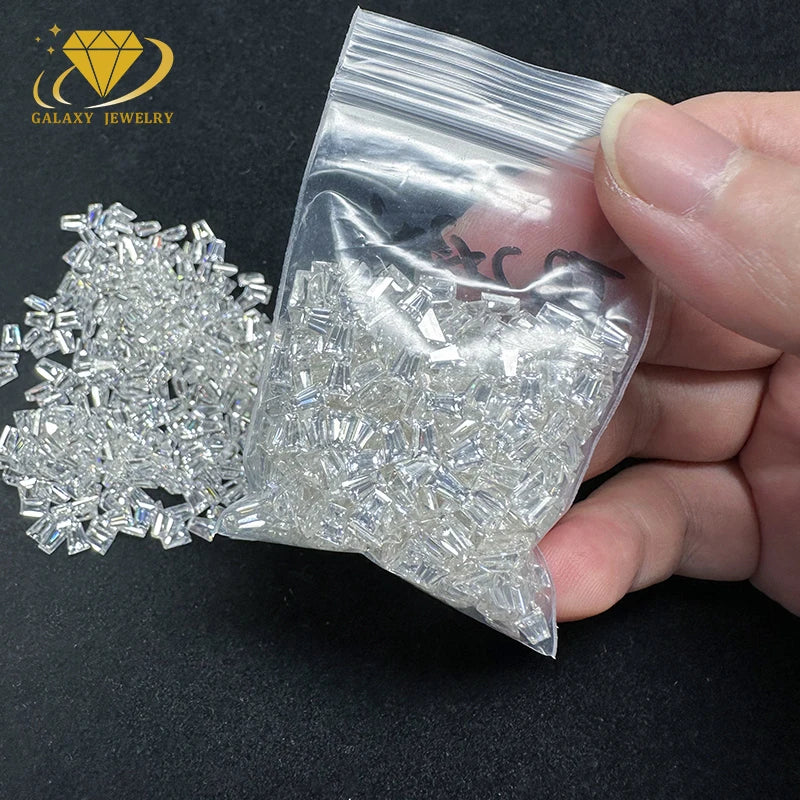 Moissanite Gemstones Manufacturer Wholesale DEF Color Tapered Baguette Cut Small Size Loose Melee Moissanite for Jewelry