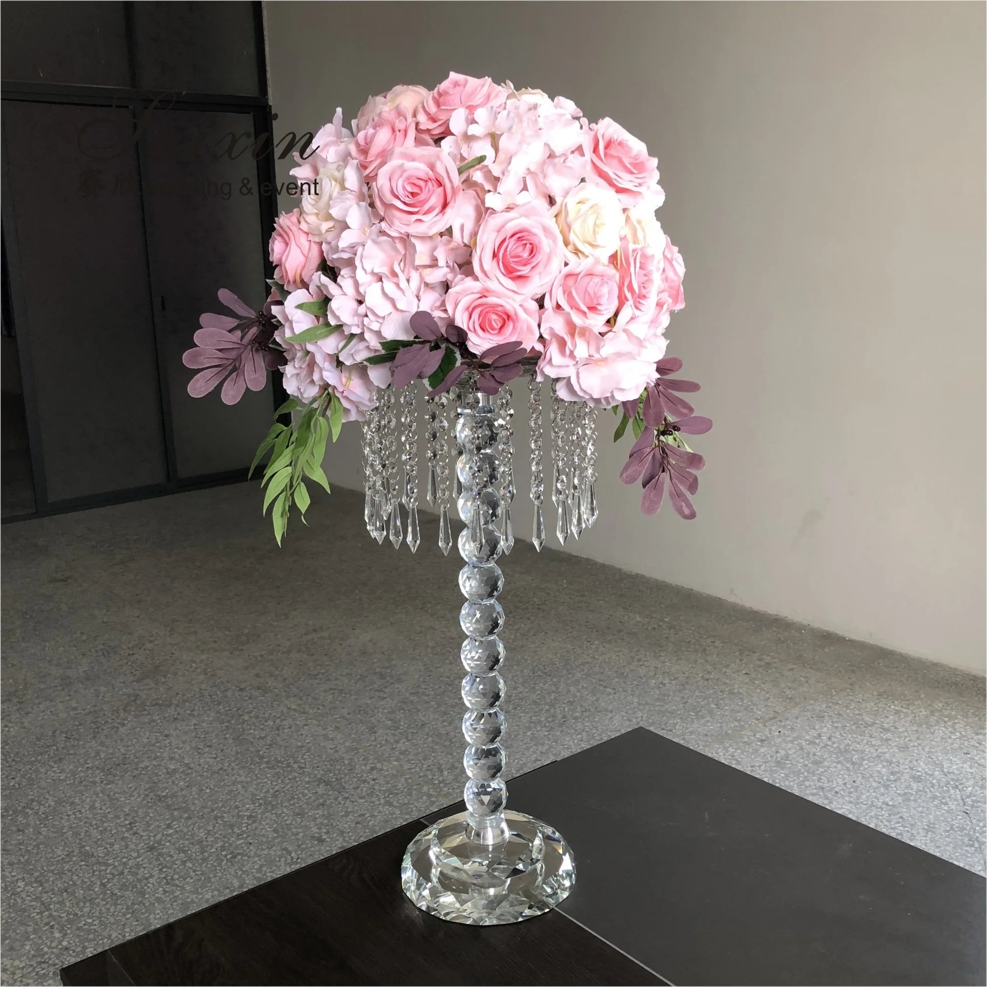 New Design  Wedding Table Decoration Centerpiece Tall Crystal Flower Stand