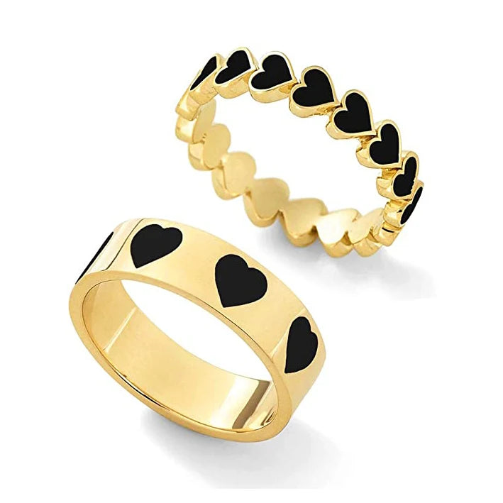 2023 Fashion Hot Sale Colorful Peach Heart Rings Set Cute Couple Wedding Gold Rings for Women