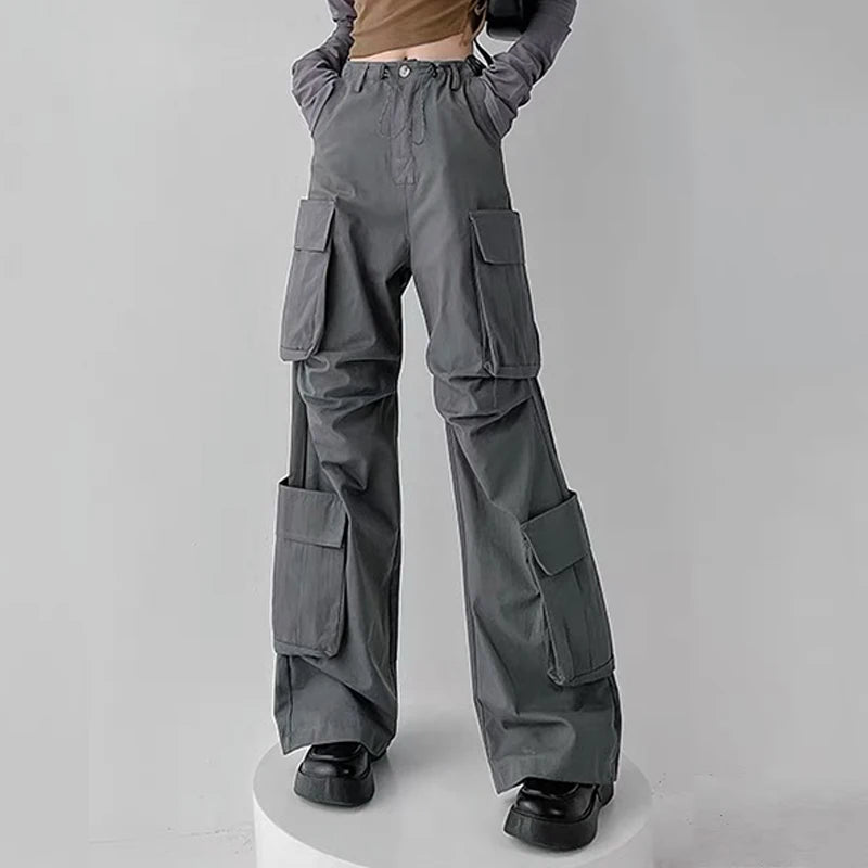 Women Loose Thermal Elastic Waist Fashion Casual Dance Cargo Pants With Pockets