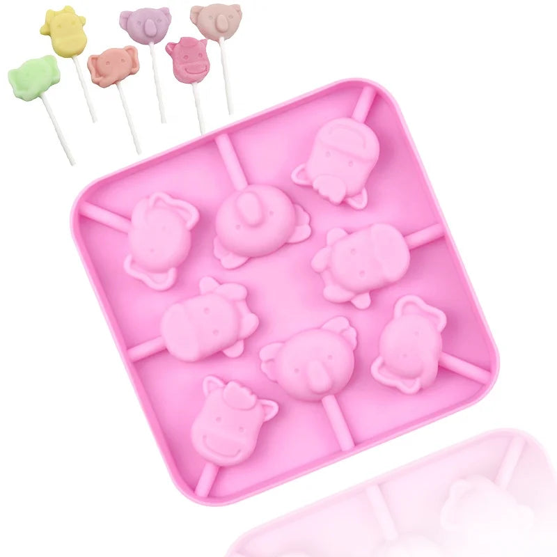 331 Factory Free Sample Lollipop Mold Chocolate Mold 8 Hole Koala and Elephant Shape Mold Without Stick Food Grade Stand MegaBDM