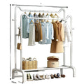 Minimalist Metal Single Rod Hanger Household Clothes Drying Rack with Double Tiers for Balcony Storage Cool Clothes Storage Rack