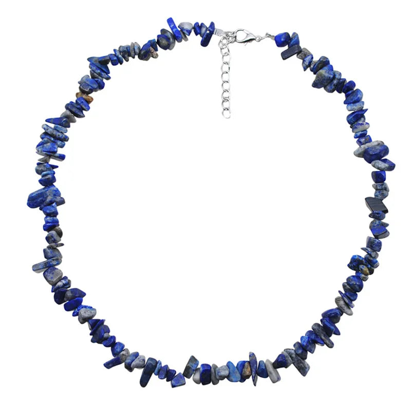 Women Colorful Chip Natural Stone Necklace Healing Gravel Crystal Gemstone Necklace for Girls Women