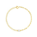 Fashion Minimalist Jewelry 925 Sterling Silver Paper Clip Chain Single Diamond Zircon Gold Plated Bracelets Women